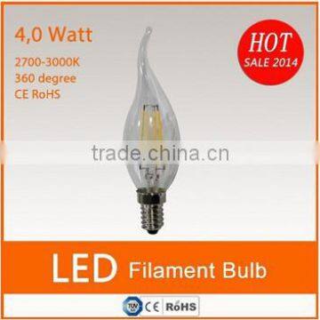 Full glass 400lm E14 4W led candle flame