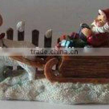 Polyresin santa claus figurine with the goat cart for christmas decoration