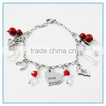 Fashion logo bracelet stainless steel charm teacher bracelet                        
                                                                                Supplier's Choice