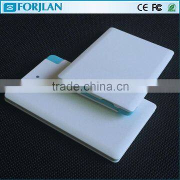 ultra thin business card power bank built in cable 1500mah, 2000mah, 2500mah