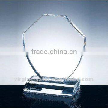 Wholesale customized clear Blank crystal Glass shield shape Award plaques for business gift