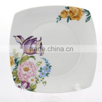 8 inch Antique Super White Square Personalized Logo Decal Decorative Hotel And Restaurant Plates And Dishes Ceramic