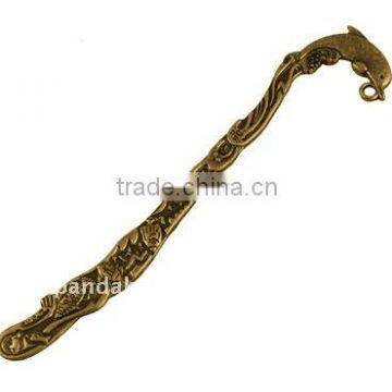 Zinc Alloy Bookmarks, Lead Free, Antique Golden Color, Size: about 124x28x3mm, hole: 2mm(PALLOY-R341-G-LF)