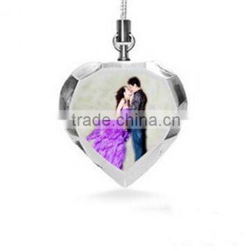 Fashion Color Printed Heart Shaped Crystal Keychain