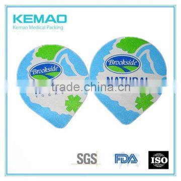colorful yogurt container lid with heat sealing lacquer