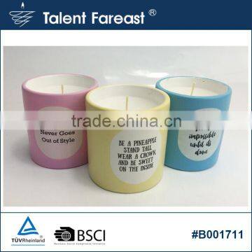 With printing solid-colored candle colored glaze ceramic pot candle