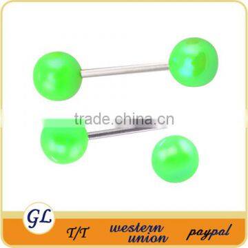 Straight Plastic Ball Stainless steel jeweled ball long barbell body jewelry industrial piercing barbell 16g