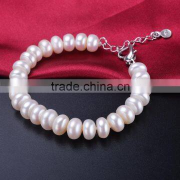 Oblate shape freshwater pearl bracelet