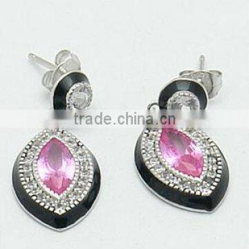 925 Silver Pink Cubic Zirconia Jewelry Sets photo-3