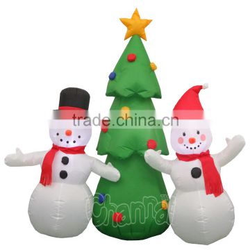 Inflatable snowmen with tree Lighted Christmas Yard Decor