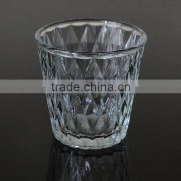 Round Shape Votive Candle Holder Clear Candle Glass With Embossed Pattern photo-5