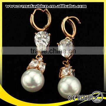 Crystal New Arrival Hanging Double Sided Pearl Earring, Fake Pearl Earrings photo-3