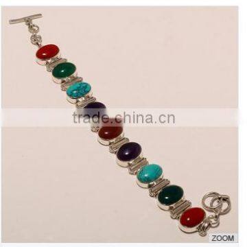 B0006-STERLING SILVER MULTI STONE BRACELET 29.31