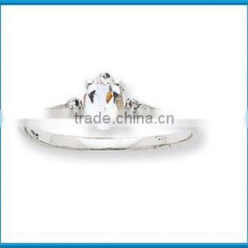 Elegant White Gold White Topaz April Birthstone Gemstone Diamond Ring