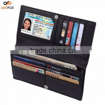 Luckiplus RFID Blocking Ultra Slim Wallet for Women Black Color Card Wallet