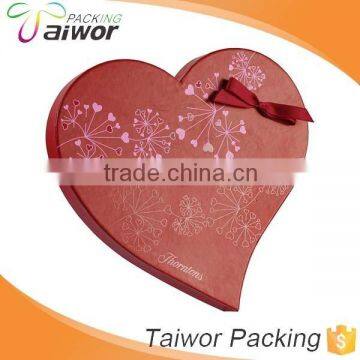 Custom Red Heart Shape Matt Coated Paper Top Lid Paper Packaging Gift Box with Ribbon