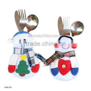 novelty Christmas tableware gift bag small snowman knife and fork bag Christmas tree decoration cute candy bag                        
                                                                                Supplier's Choice