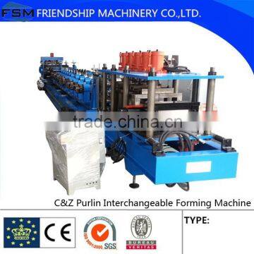 15-20 MPa Hydraulic Pressure C Z Purlin Roll Forming Machine With Transmission