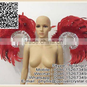 Red Cock Feather Wings Diamond Fashion Angle Wings For Carnival Dress Up