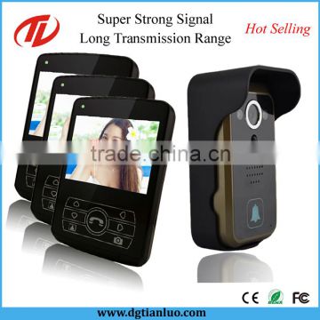 2.4G 3.5" 3 Monitors Video Door Phone with Touch Key Wireless