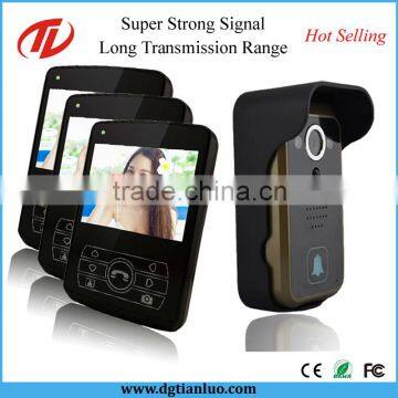 2.4G 3.5" 3 Monitors Video Door Phone With Touch Key Wireless