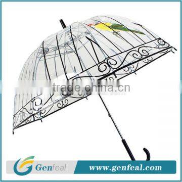 women small birdcage demo shape plastic transparent umbrellas custom logo