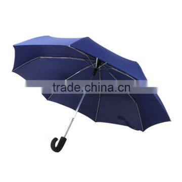 High Quality Automatic Open and Close Curved Handle 3 Fold Umbrella