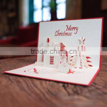 3D Handmade Greeting Card Christmas Castle Card Creative Hot Holiday Greeting Cards photo-2
