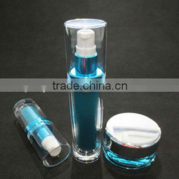 Plastic Cosmetic Packaging, Oval Acrylic Cream Jar and Lotion Bottle