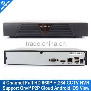 4Ch 1080P/960P 2mp CCTV Network Video Recorder NVR 4 Channel Support ONVIF 2.0 System H.264 HDMI Output NVR For IP Camera