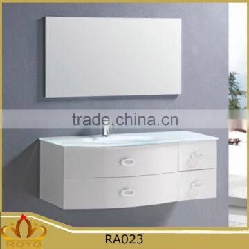 Hangzhou new Modern hanging mirrored glass basin MDF bathroom cabinet RA023