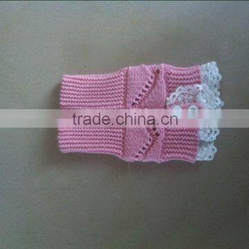 custom girl pink knitted short lace leg warmer