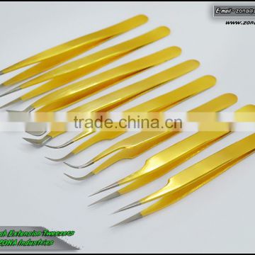 Gold Eyelash Extension Tweezers / Gold Volume Lash Tweezers