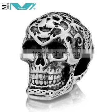 Skull Bead Charm 925 Sterling Silver Fits Compatible Bracelet and Bangle