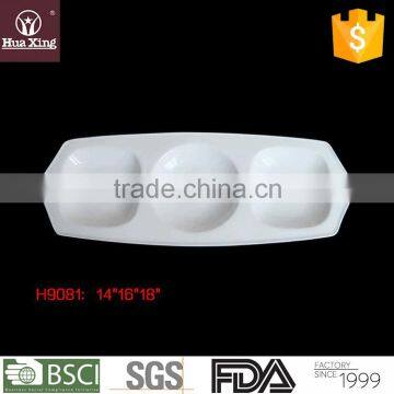 H9081 factory oem corundum porcelain 3 lattice chaozhou snacks dish