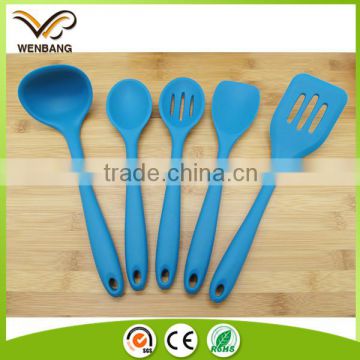 5pcs silicone kitchen utensil set with solid color