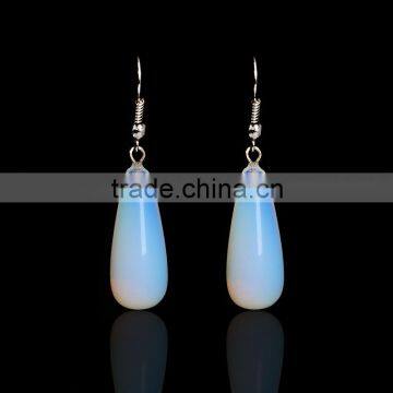 New Arrivals Light Blue Opal Stone Non-Allergic Fishook Pendant Earring