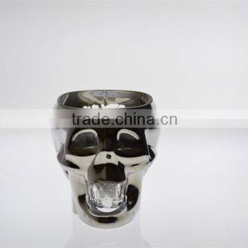 700ml sliver color skull shaped fancy beer glass jar