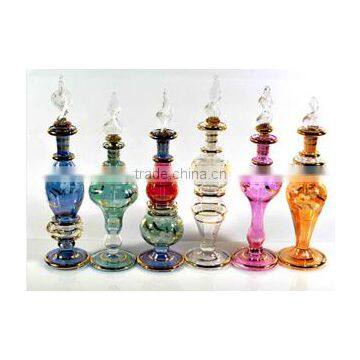 High quality Blown Glass Egyptian Perfume Bottle - 14 k Gold