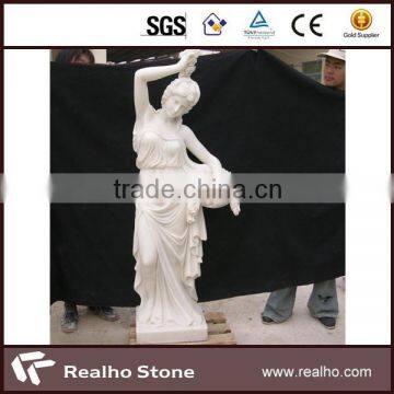 hand caved girl sculptures white marble