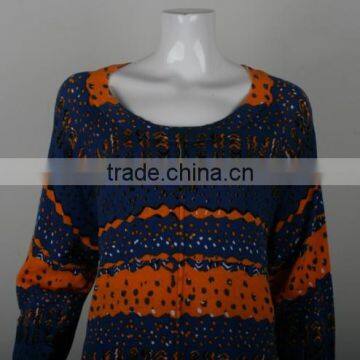 Womens' Scoop Neck Long Sleeve Pullover Knitted Sweater With All-over Print photo-3