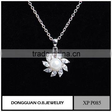 Fake white gold silver jewelry gift for girlfriend/imitation pearl jewelry