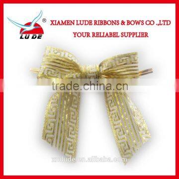 Gold Metallic Ribbon Bow With Tie for Decoration photo-1