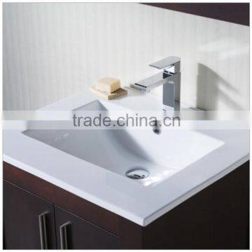 Dark Cherry Solid Wood Bathroom Furniture With Mirror photo-2