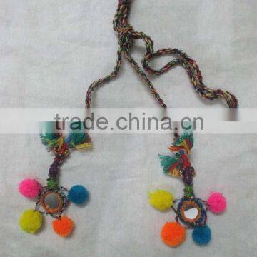 Hanging Decoration Lovely Neon Color Pom Poms tussels Beaded Work Handmade Vintage tassels