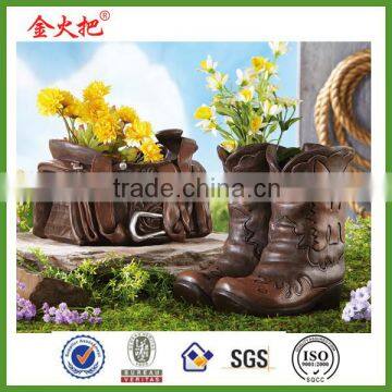 cowboy western theme garden boots planter set of 2