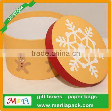 Chic Round Christmas Dolls Gift Box Craft Kids Cake Hat Paper Snowflake Boxes