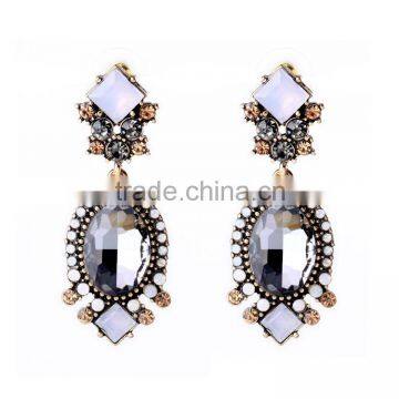 Cheap Wholesale Fashion Oval Charms vintage Pendant Dangle Rhinestone Earrings