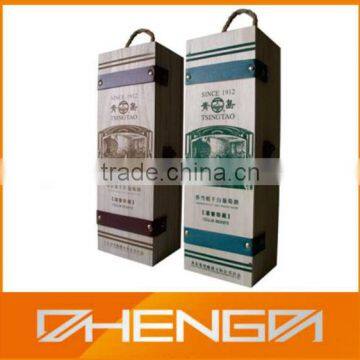 China Manufacturer 2 Bottles Fancy Handle Wine Wedding Gift Box (ZDW13-W029)