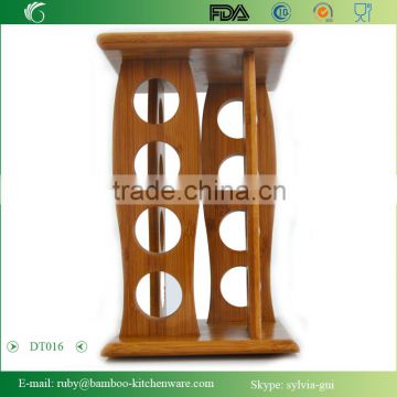 DT016/Bamboo Wooden Salt Pepper Surgar Spice Glass Bottle Jar Shaker Holder Rack Stand